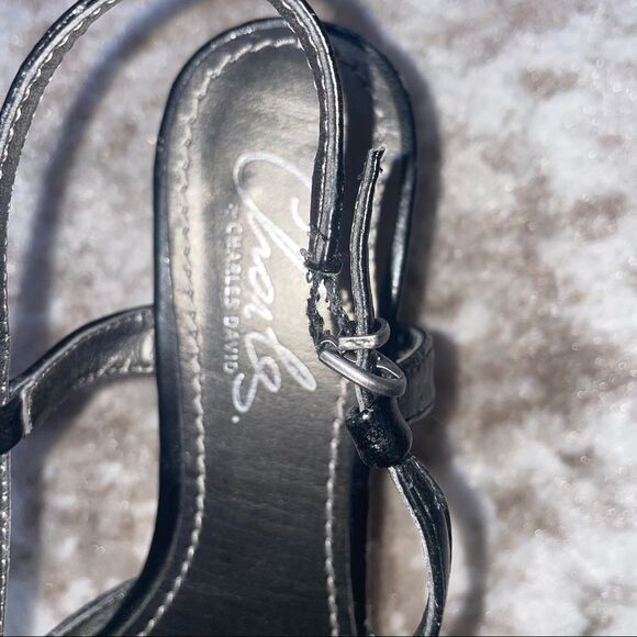 Charles by Charles David Womens Argent Sandals Casual SZ 7B black & tan wedge - Picture 9 of 10